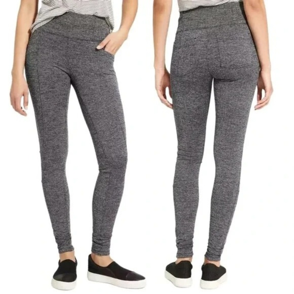 Athleta Herringbone Gray High Rise Elevate‎ Pocket 7/8 Leggings - Size S